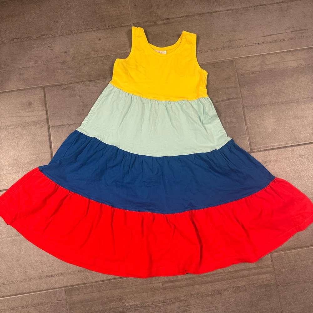 Hanna Andersson Multicolor Tiered Dress 6 7 8 130 100% cotton